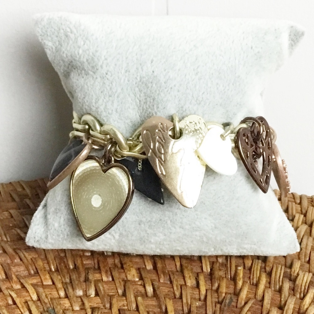 Fossil Charm Heart Bracelet Gold Toned
